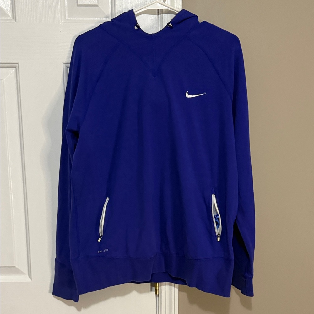 🏷️ Nike Dri-FIT Blue Pullover Hoodie Men’s Large - Picture 1 of 15